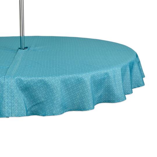 DII® Storm Blue Tonal Lattice Print Outdoor Tablecloth with Zipper, 60 Round